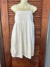 American Eagle Womens Babydoll Dress  Small White Cotton Beachy Boho Coquette