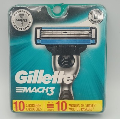 Gillette Mach3 Men's Razor Blade Refills 10 Count Cartridges, BRAND NEW