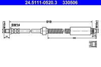 Bremsschlauch ATE 24.5111-0520.3 FüR 306 Peugeot 7C N3 N5 7D 7A 7B 7E Break 16V