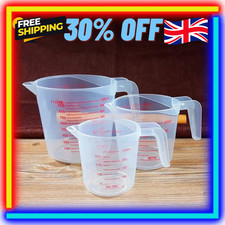 250/500/1000ML Set of 3 Measuring Cups Jug Clear Baking Kitchen Set Flour Water
