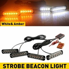 4X 6LED Car Truck Amber/White Warning Beacon Hazard Strobe Light US 12V