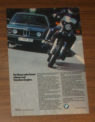 Seltene Werbung BMW 323i & R 80 G/S - Where real freedom begins 1982