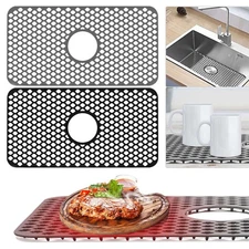 Kitchen Sink Grid Mat Drain Pad Protector 24.8'' x 13'' Non-Slip Rubber Durable