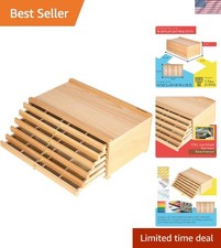 Art Supply Storage Box 6-Drawer Organizer Beechwood Multi-Function Case