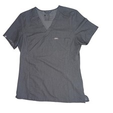 FIGS Catarina One-Pocket Scrub Top Gray Womens M V-Neck Short Sleeve