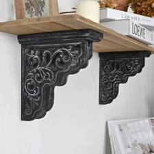 Shabby Chic Wood Corbels Pair, Vintage Wood Shelf Brackets