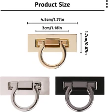 3 Pieces Twist Turn Locks for Purse Closure Clasp Lock, Clutches Locks Clip f...