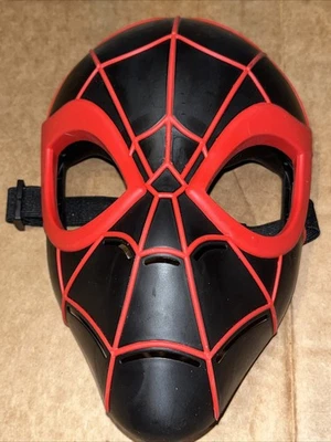 boys BLACK RED SPIDERMAN HALLOWEEN MASK one size PRETEND PLAY WEAR nice! - Image 1 of 3