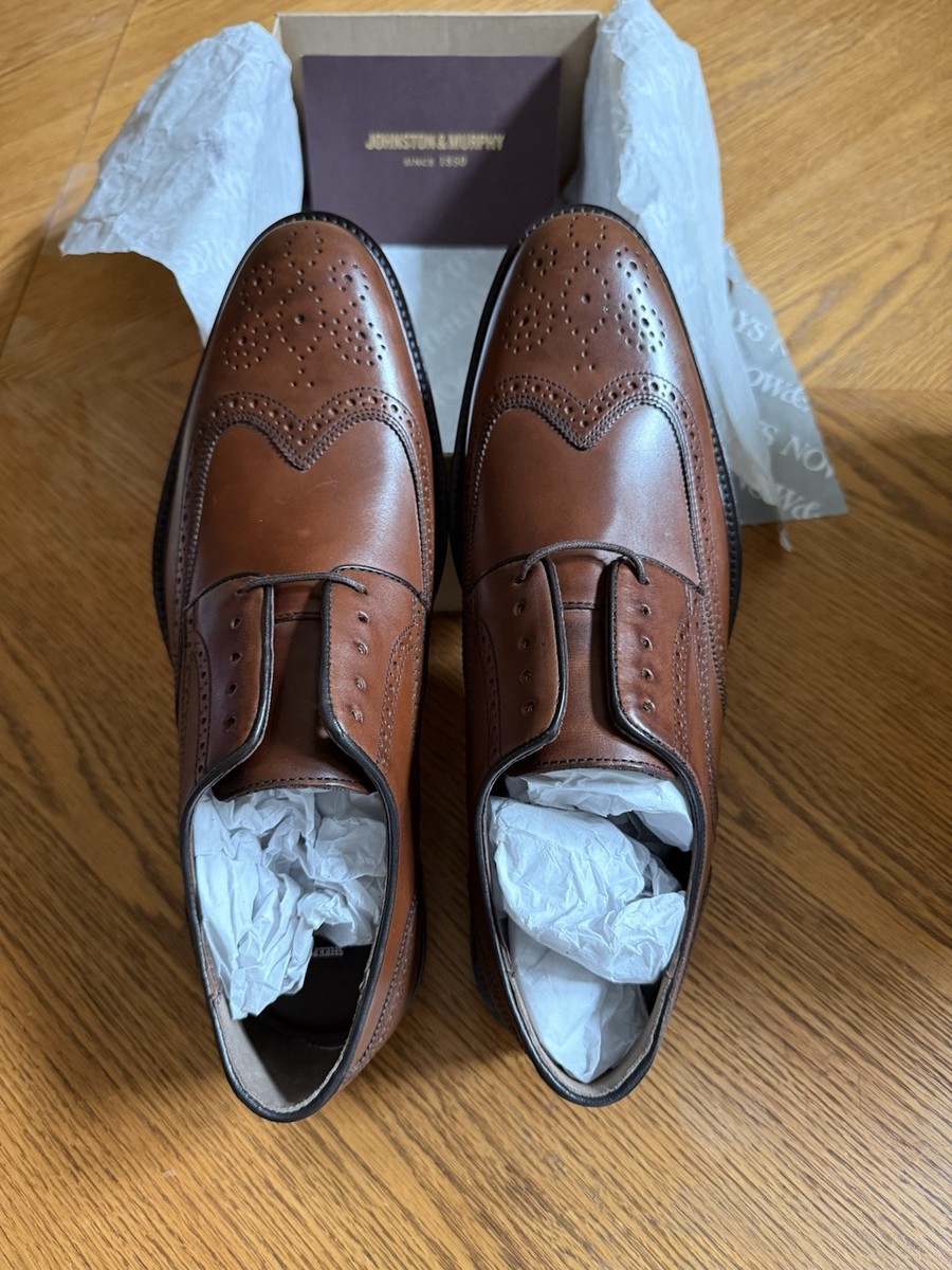 Mens Johnston & Murphy Daley Tan Leather Wing Tip Oxfords 15  display picture 3
