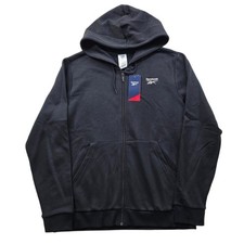 Reebok Long Sleeve Zip Front Hoodie Mens Large Black Fleece Identity SL NEW