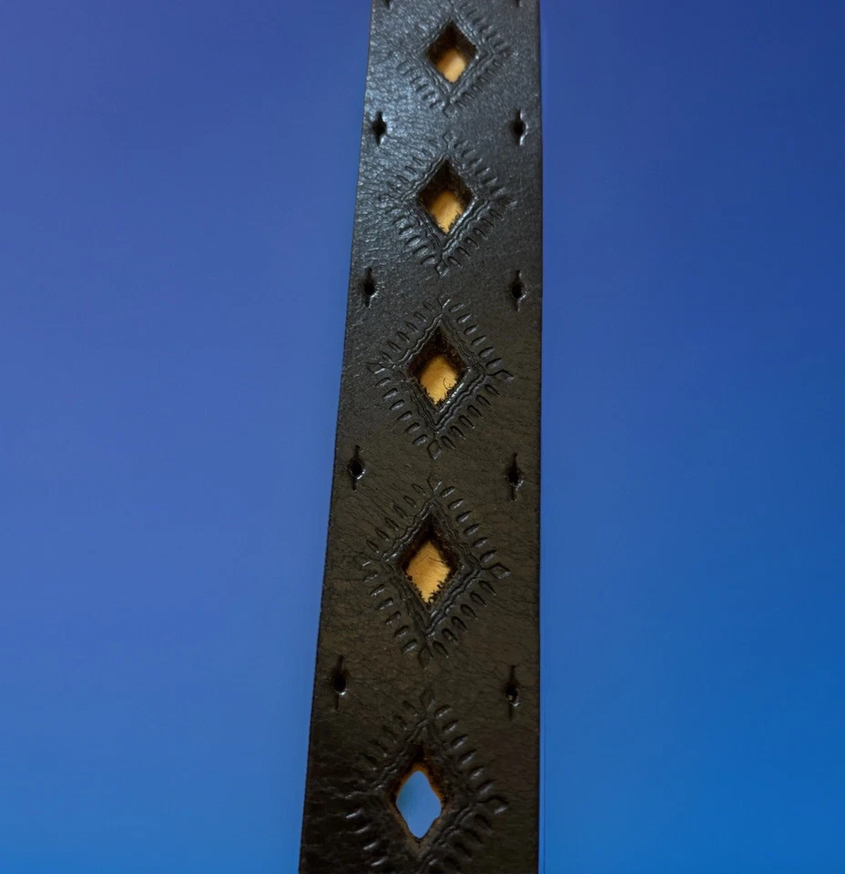 Cinturón Dockers de cuero negro genuino talla L 38” Recortes Western Southwest Boho Azte Foto 4 de 4