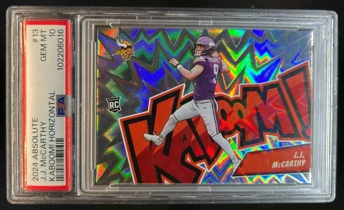 2024 Absolute J.J. McCarthy Kaboom Horizontal RC SSP #13 Vikings PSA 10