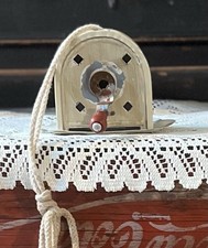 1950  s VTG metal wall-mount cream  red retractable clothes line mid-century.