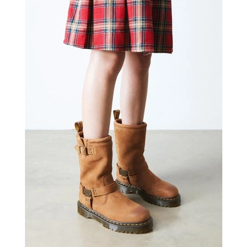 Dr. Martens Mens New Brown Leather Buckle Pull On MidCalf Pier Engineer Boots 13 Dr. Martens Brown Buckle Boots for Men for Sale | Shop New  main image 4