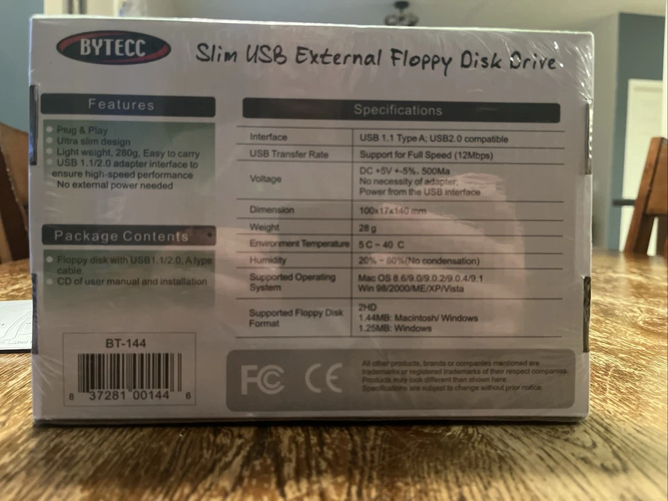 BYTECC BT-144 Slim USB External Floppy Disk Drive 3.5"  -- Plug & Play - Image 2 of 4
