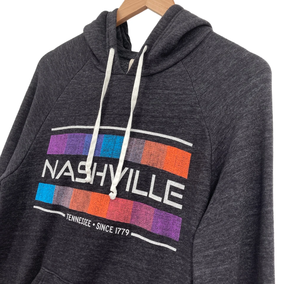 Nashville Sudadera con Capucha Mujer Pequeña Negra Tejida Manga Raglán Bolsillos Con Capucha Cordón Foto 3 de 4