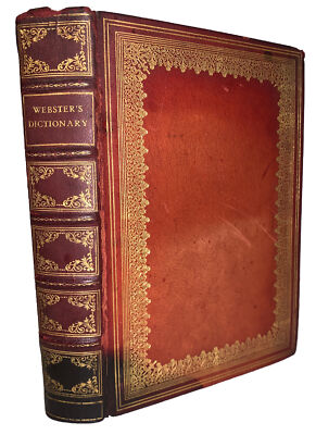 FINELY BOUND by MAURIN, WEBSTER'S NEW COLLEGIATE DICTIONARY, RED LEATHER
