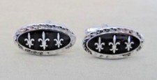 Mens Vintage FLEUR de LIS CUFFLINKS New Orleans Saints Costume Jewelry D94