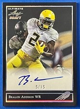 2016 Leaf Ultimate Draft Gold Stars Auto Bralon Addison RC Rookie 5/15 BG-BA1