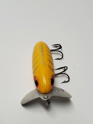 VINTAGE JITTERBUG YELLOW FISHING LURE BY FRED ARBOGAST AKRON OH