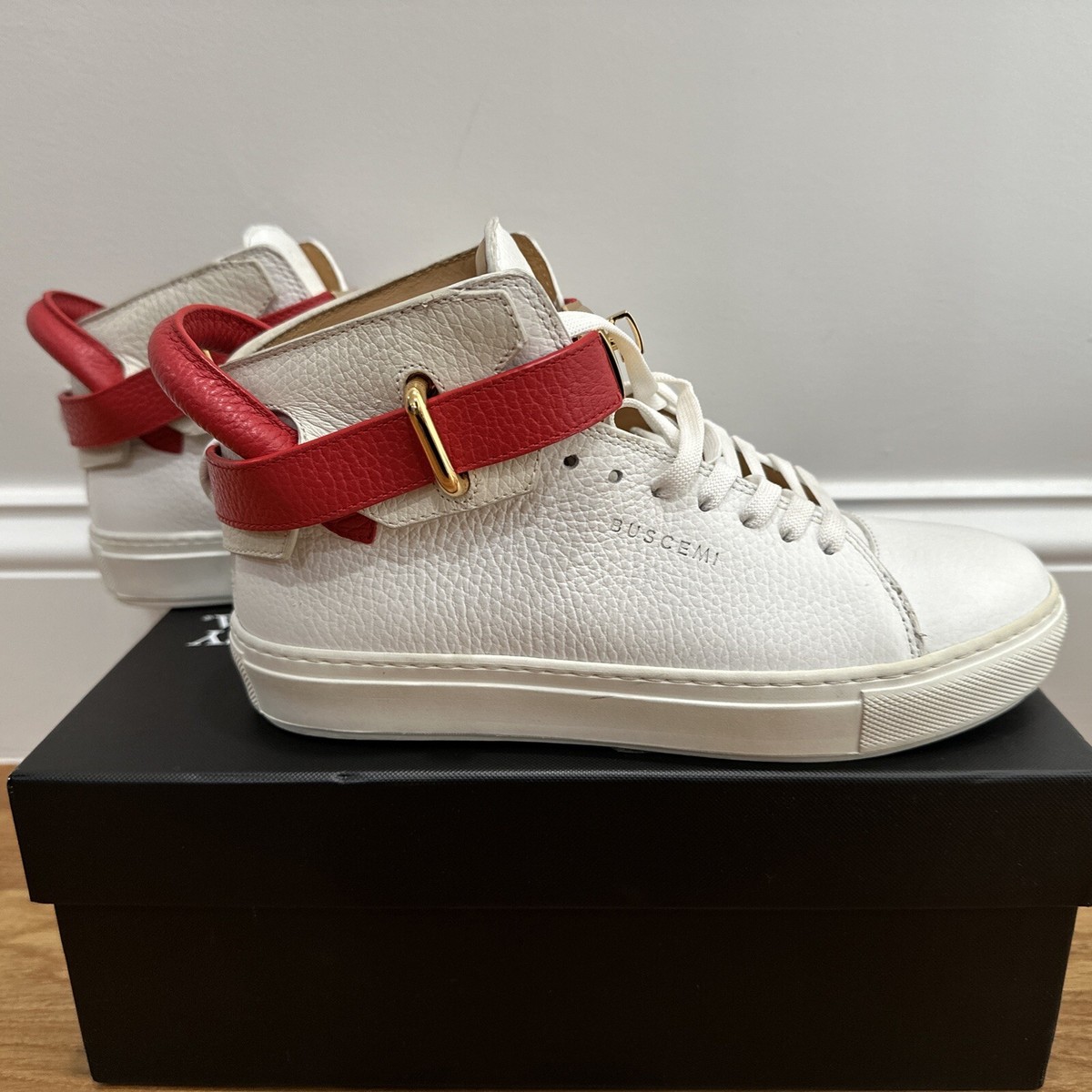 New Buscemi women sneaker white Red 100mm Bicolor Alta Missing Lock Eu35 US 