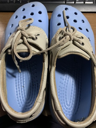 islander crocs light blue