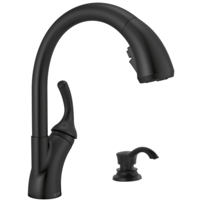 #ad Delta Shiloh Pullout Kitchen Faucet Matte Black Certified Refurbished $125.37