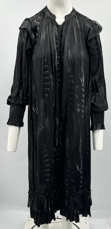 AllSaints Lara Silk Blend Viola Midi Dress in Black sz 4 - Image 2 of 4