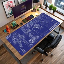 Iron Man Blueprint Mouse Pad, Stark Industries Desk Mat, Marvel Gaming Accessory