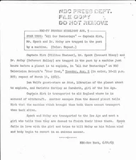 1969 NBC STAR TREK press release for ALL OUR YESTERDAYS - Leonard Nimoy