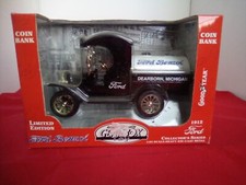 1912 FORD Benzol Gearbox Diecast Oil Tanker Coin Bank In Original Box