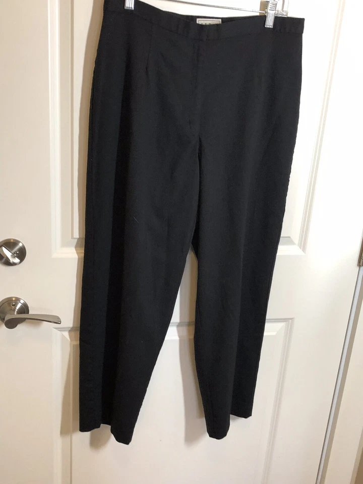 L.L. Bean Pants Para Mujer 14P Negro Mezcla Lana Crepé Plisado Vestido Informal Carrera Foto 3 de 4