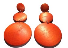 WOOD EARRINGS ASSORTED COLORS TRIPLE CIRCLE DROP EARRINGS DANGLE 3 IN L