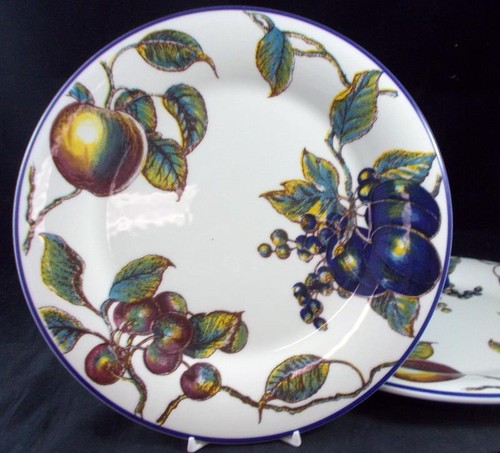 Pier 1 Macintosh Lot of 2 Dinner Plates with Fruit and Flower Detailing