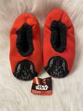 Disney Star Wars Slipper Socks Toddler Boys Size S/M 8-13 Red Slip On Shoes