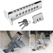 Stainless Steel Brake Pedal Lock Security Car Auto Clutch Lock Anti-theft 3Key