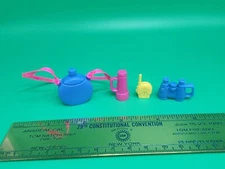 Barbie Doll Camping Gear Lot Canteen Binoculars Flashlight Walkie Talkie Toy VTG