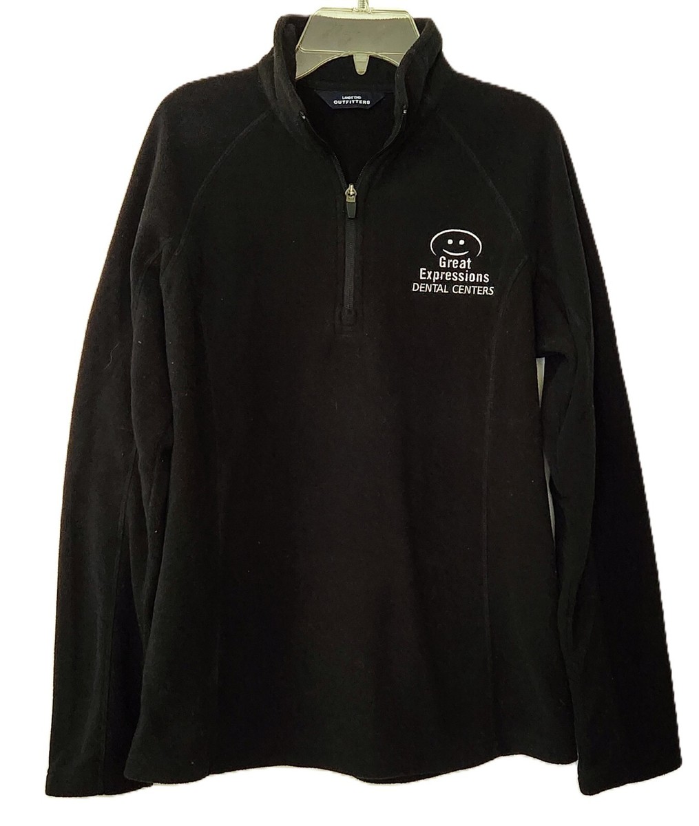 LANDS' END Womens Thermacheck 100 Embroidered Quarter Zip FLEECE