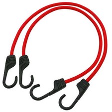   2-Pack 24 inch Standard Bungee Cords, Rubber, Red, 0.3 oz