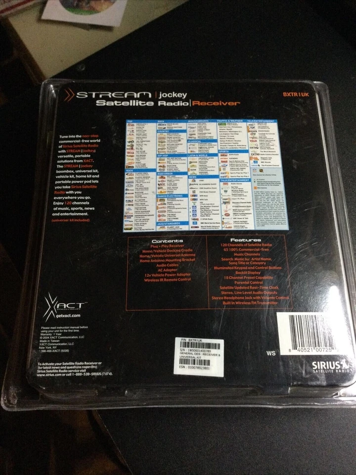 Xact BXTR1UK Stream Satellite Jockey Sirius Radio Plug + Receptor Play Foto 2 de 2