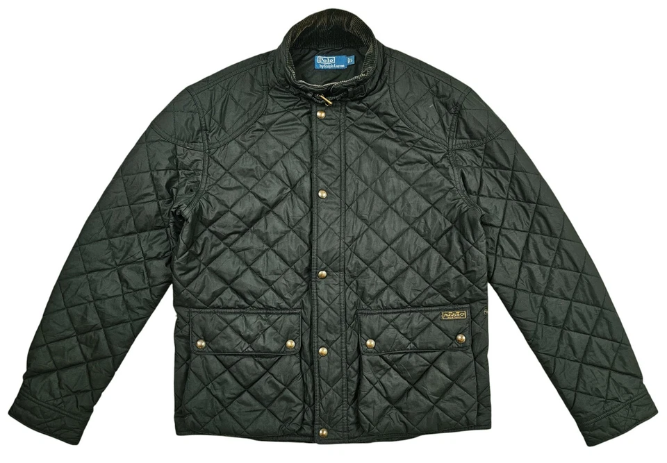 *HOT VTG Men's POLO RALPH LAUREN @ SPORTS QUILTED Corduroy Collar BLACK Jacket L - Image 2 of 4
