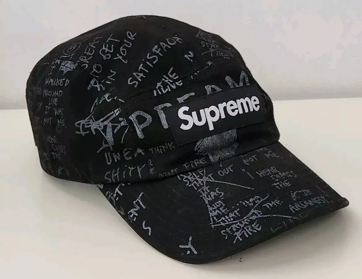 Casquette de camp SS23 Supreme Gonz Poems chapeau noir boîte logo Mark Gonzales