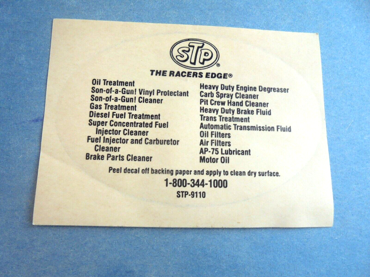 Cool Vintage STP The Racer's Edge Oil Advertising Decal Sticker | eBay