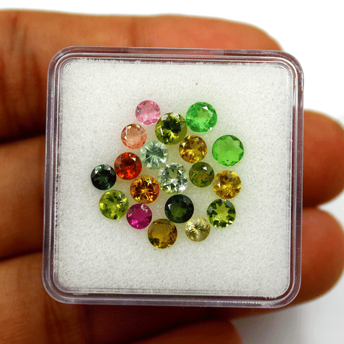 VVS 19 Pcs Natural Multi Tourmaline Top Quality 3.6mm-4.5mm Round Cut Gemstones - Picture 4 of 14
