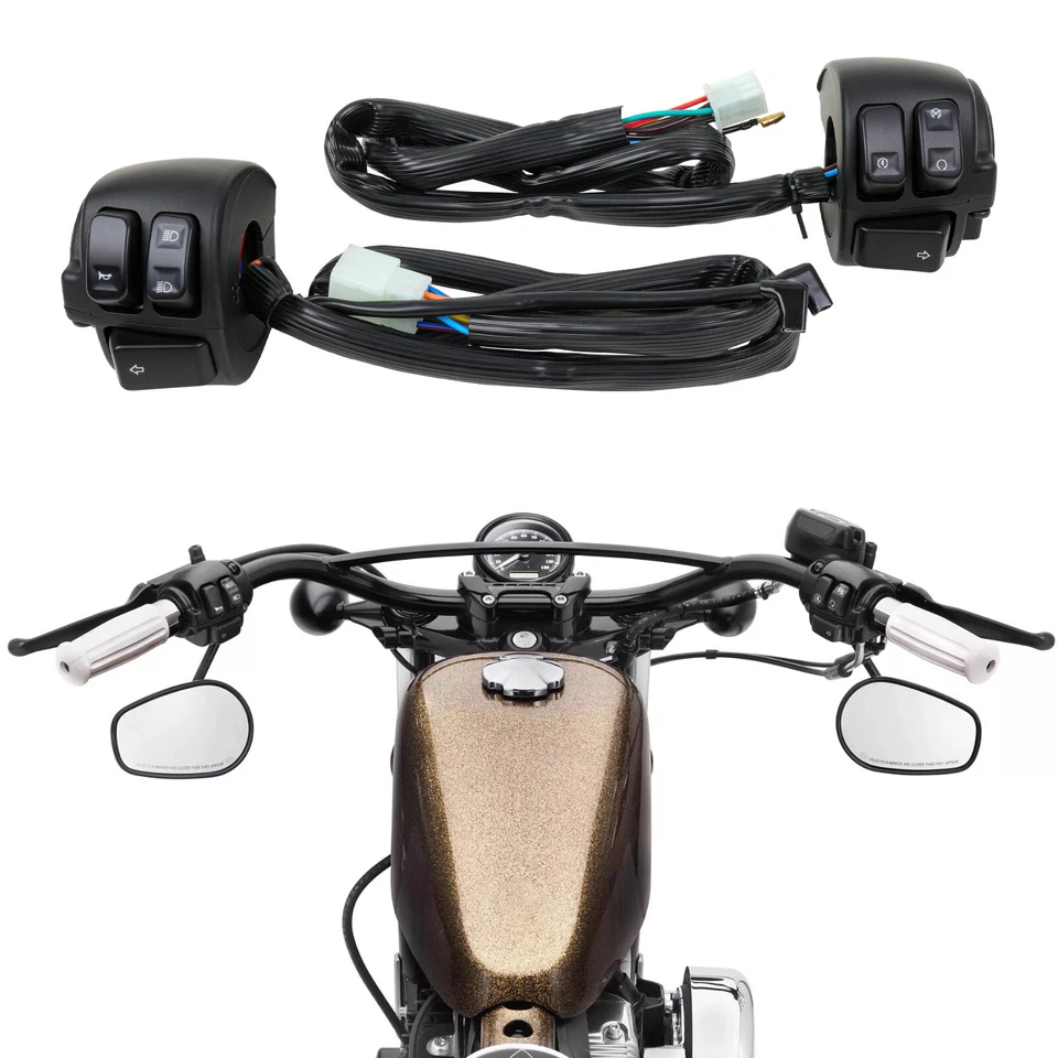 Par de kit de control de engranajes de interruptor de manillar de 1" para Harley Davidson 1996-2012 V-Rod Foto 2 de 4