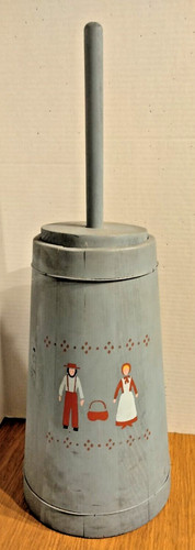 VINTAGE 27" HAND PAINTED PRIMITIVE FARM COUNTRY DECORATIVE WOOD BUTTER CHURN