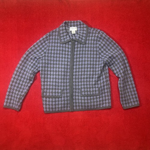 Womens Size Large Wool Pendleton Diamond Pattern Long Sleeve Zip Jacket