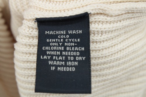 VTG Ralph Lauren Military Sweater Mens Medium Beige Quarter Zip Cowl Neck Ribbed - Picture 11 of 13