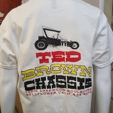 Vintage T BUCKET RACE/GASSER/DRAG T-shirt TED BROWN CHASSIS
