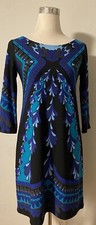 Forever Shift  Tunic Dress Womens 3/4  Sleeves Size Ps Black with Green